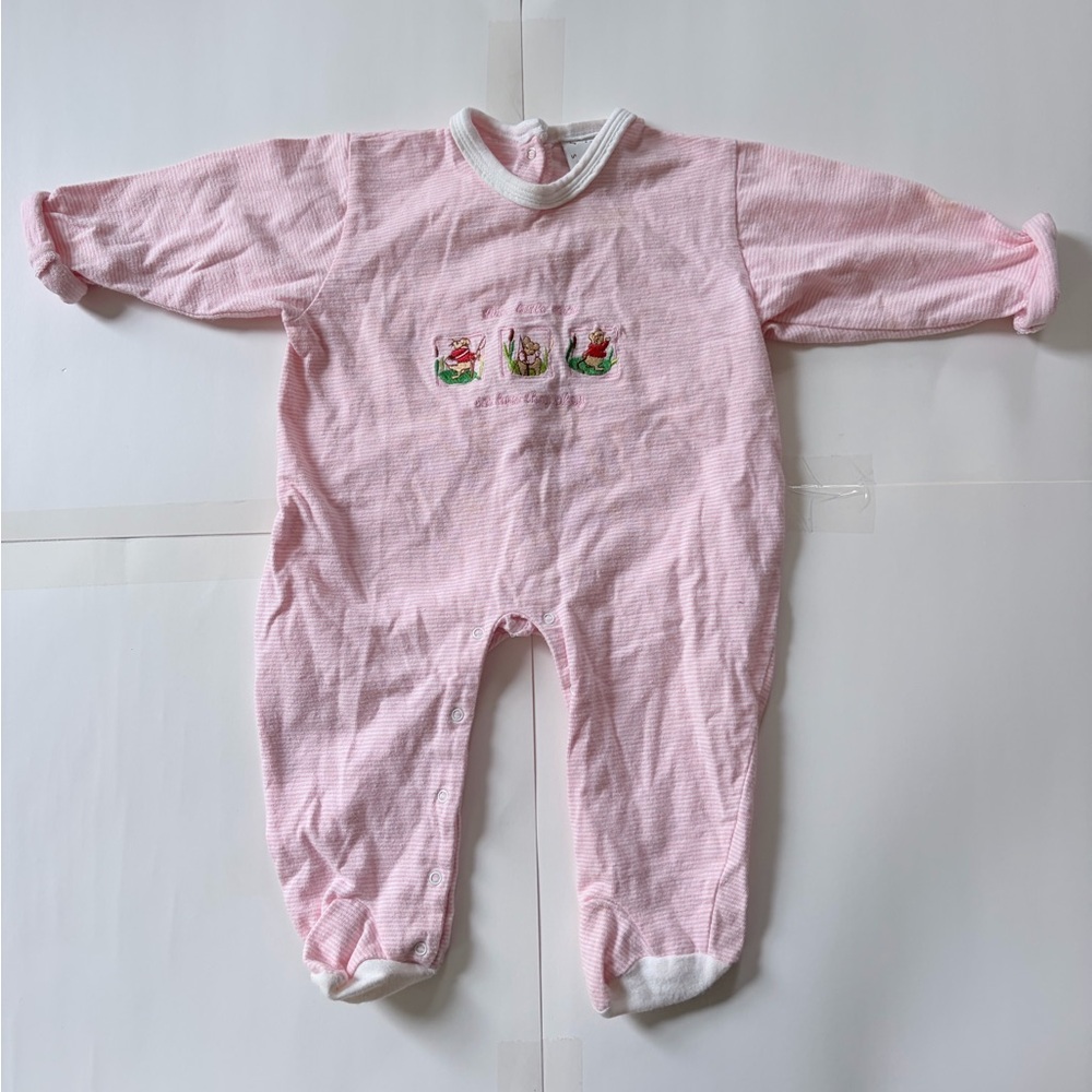 Johnny Seedling Vintage Mice Embroidered Footed Baby Romper 9-12M